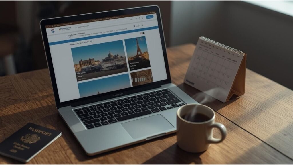 Best time to book flights to Europe in 2025 - flight search on laptop
