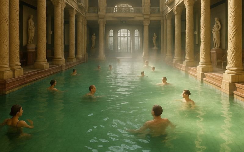 Relaxing in Gellért Thermal Baths, a relaxing thing to do in Budapest in 3 days