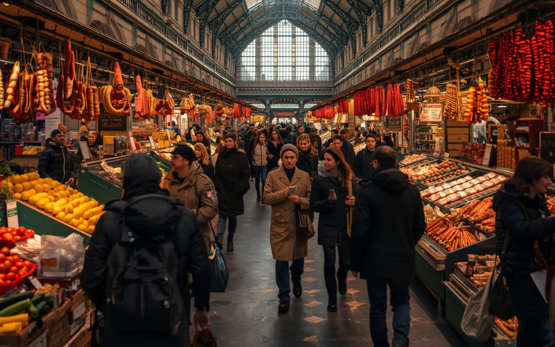Great Market Hall Budapest with food stalls, a local thing to do in Budapest in 3 days