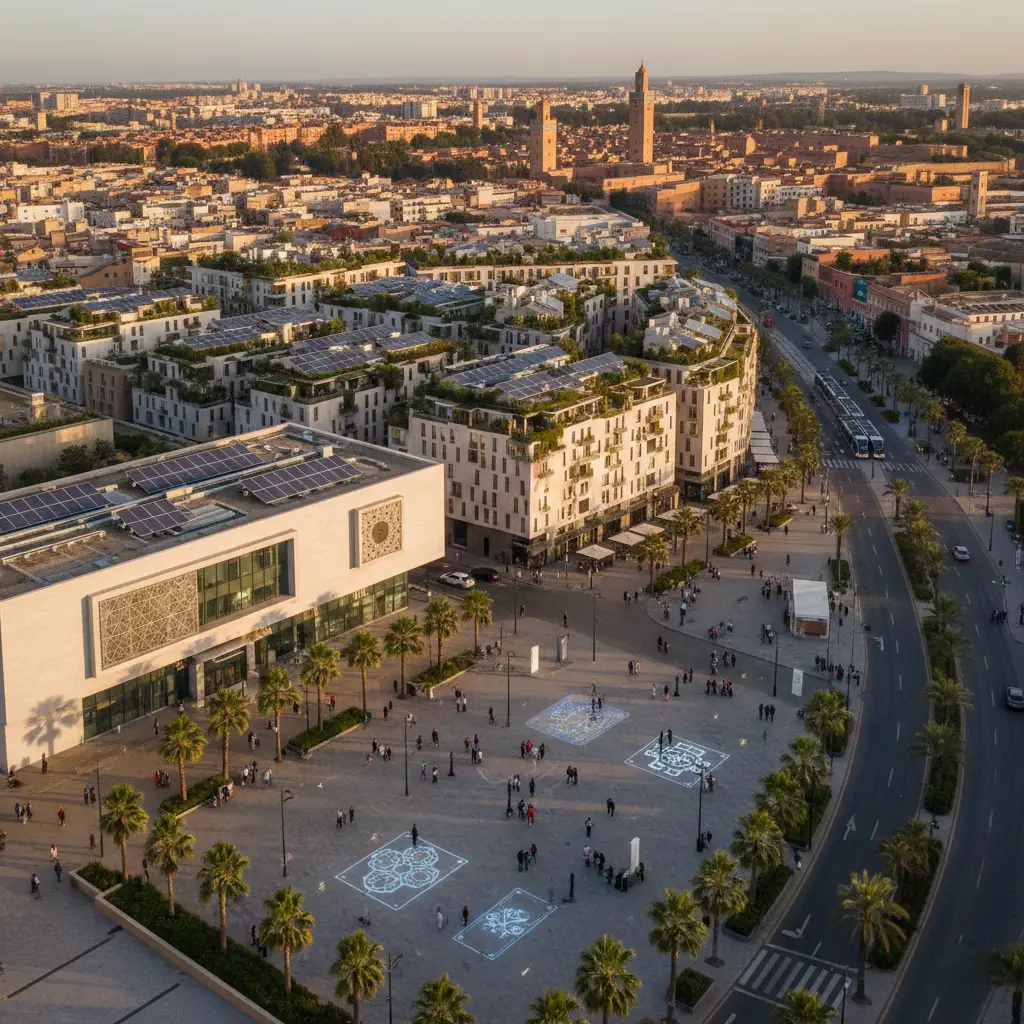 modern urban development in new morocco showing contemporary architecture and sustainable cityscape