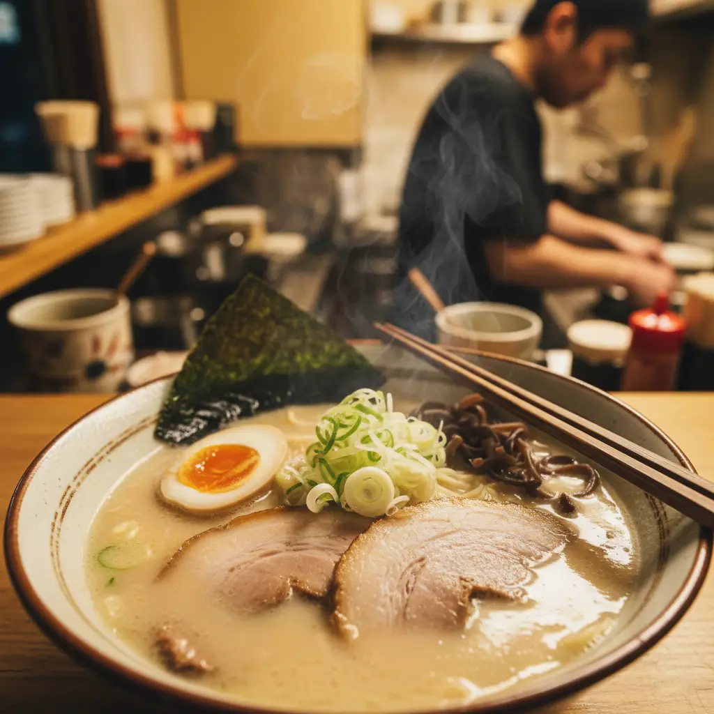 Steaming ramen bowl - authentic Japan travel food culture
