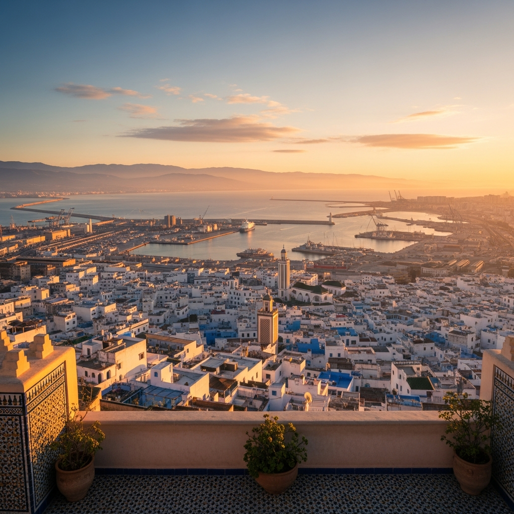 panoramic view from tangier kasbah over the strait of gibraltar tangier travel