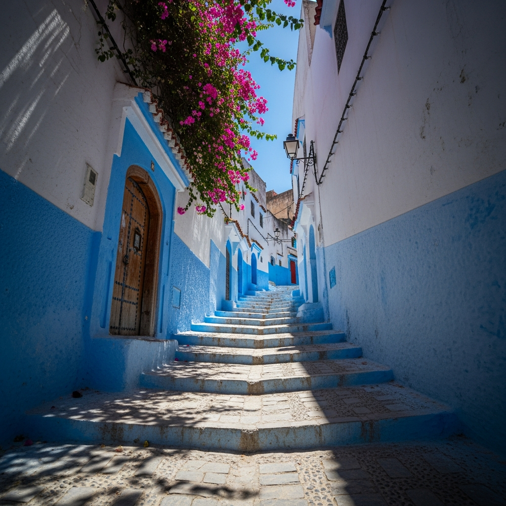 blue and white alley in the tangier kasbah medina tangier travel