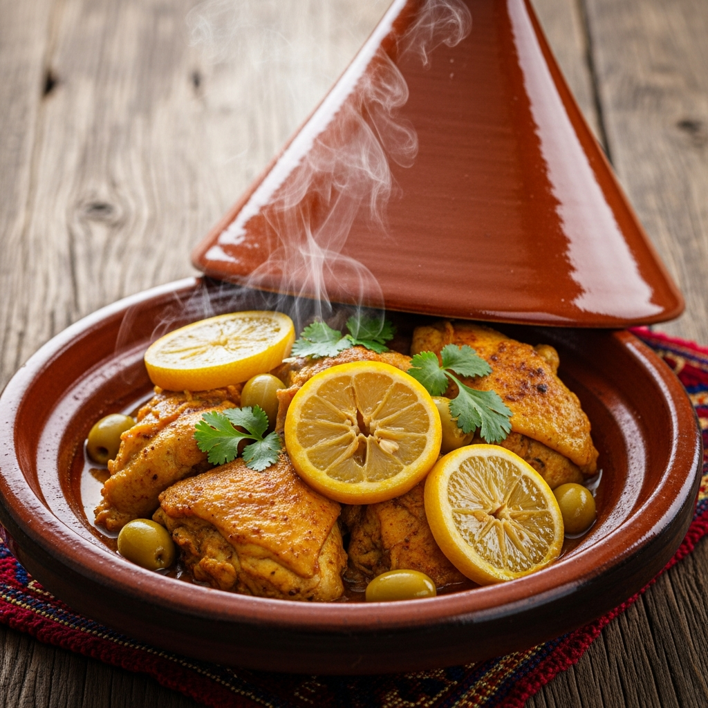 Essential Fes travel cuisine: a traditional chicken tagine