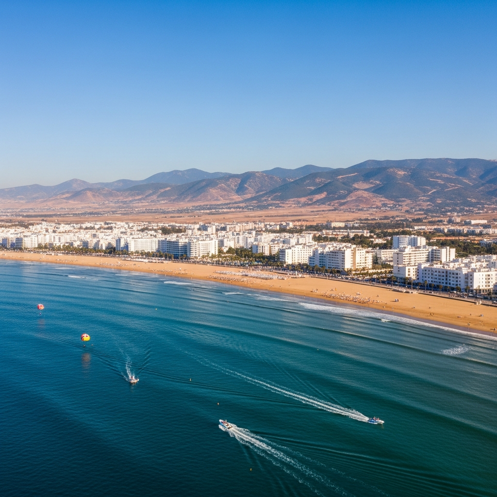 Panoramic beach view for your Agadir travel guide