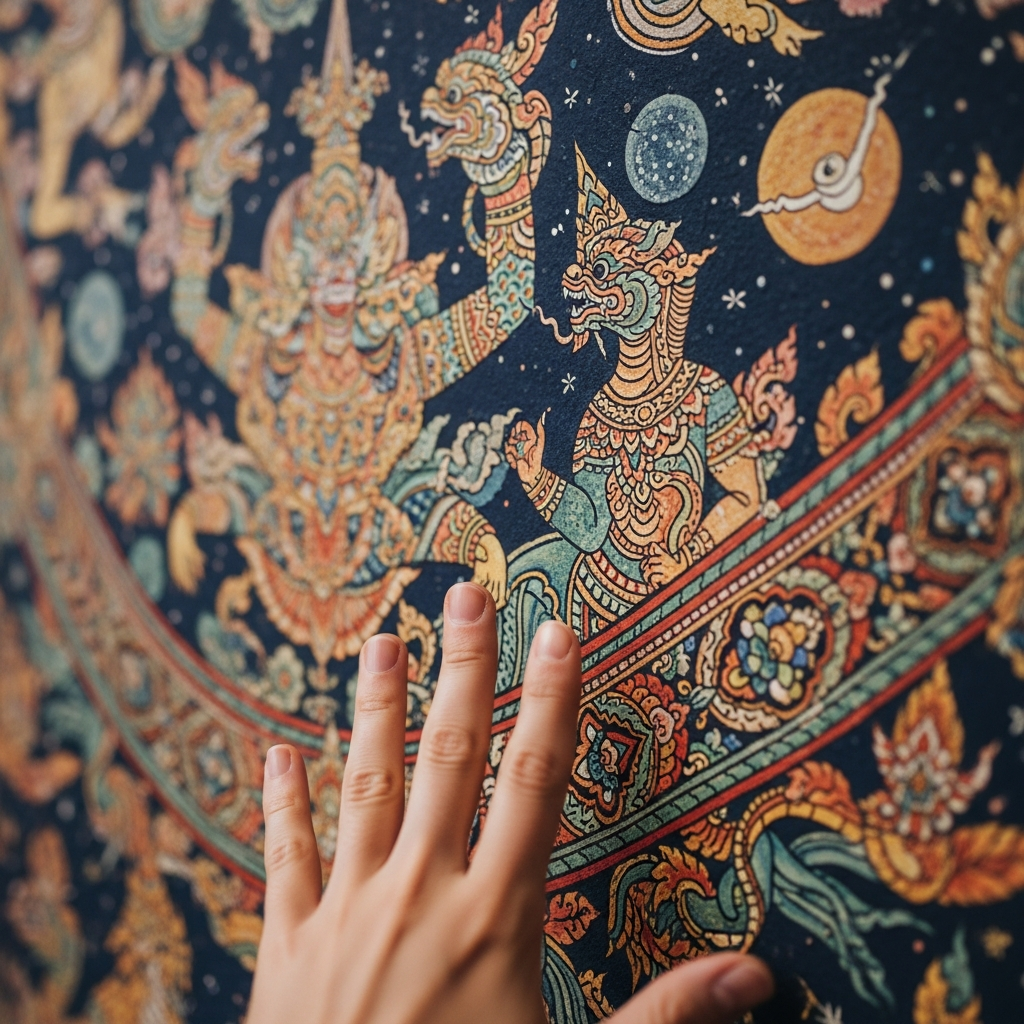 Detailed view of an Assilah art festival mural masterpiece