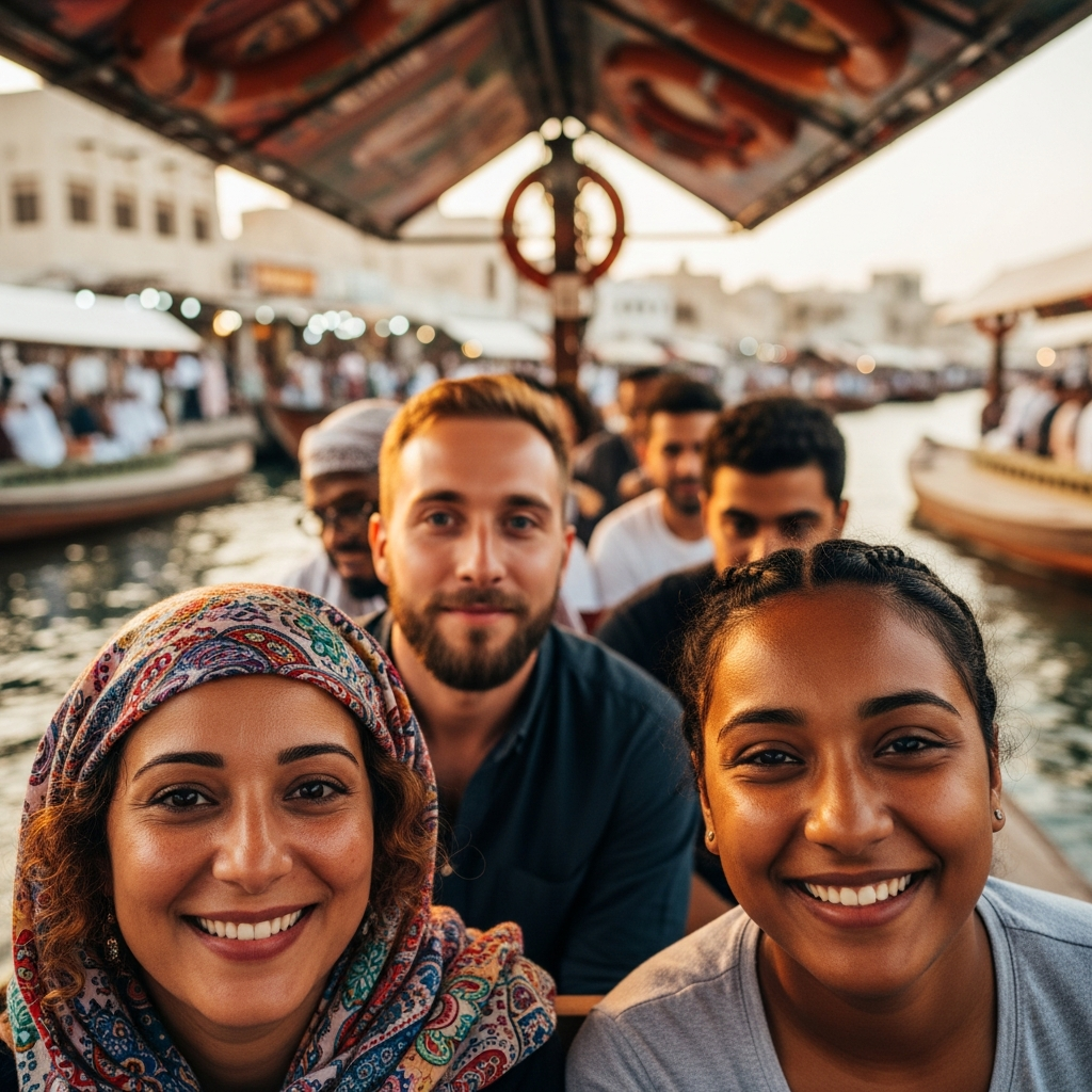 Traditional abra boat ride in the Dubai future city