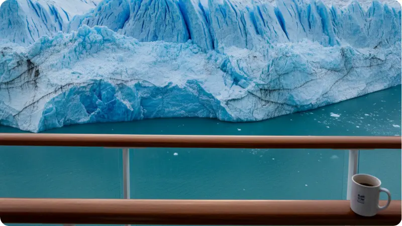 Alaska cruise vacation glacier view from balcony