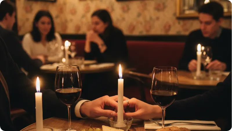 Intimate candlelit dinner for Valentine's Day 2026 in Paris