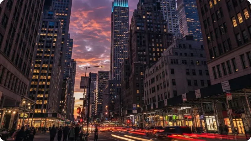New York City travel skyline view at twilight
