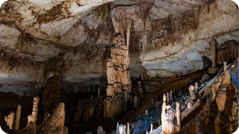 Goliath stalagmite in Cathedral Caverns for Alabama hidden gems