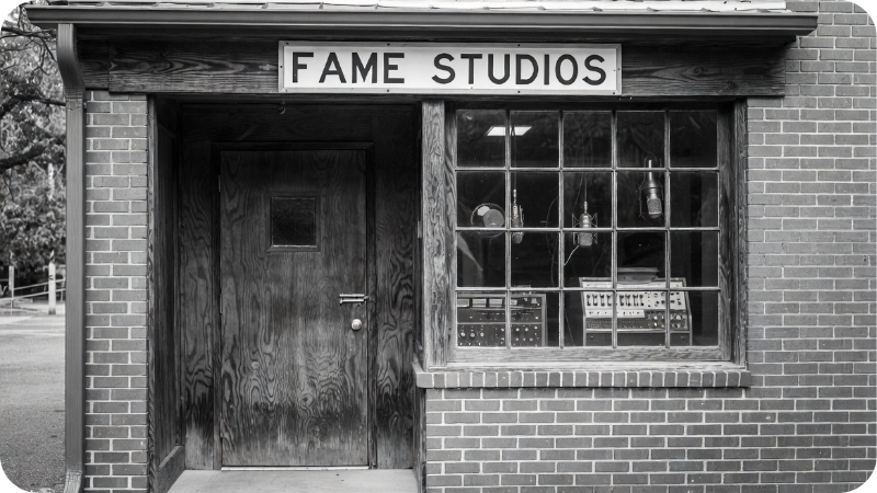 FAME Studios entrance Muscle Shoals for Alabama hidden gems