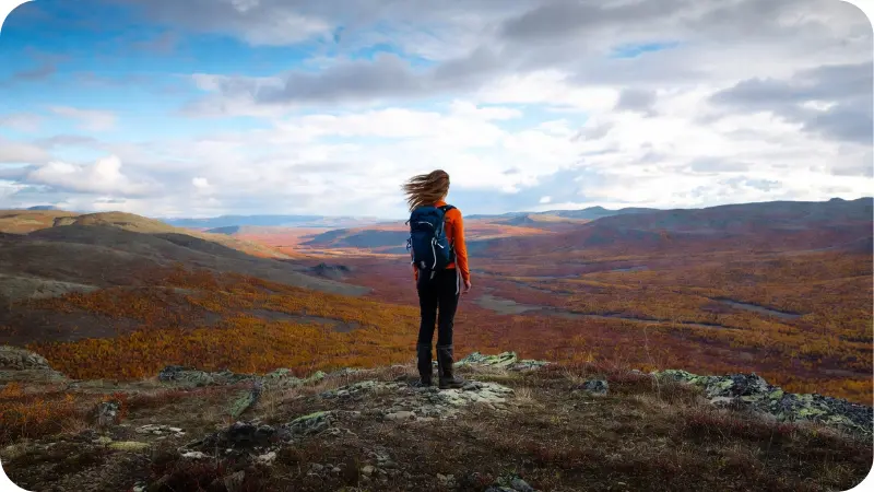 Hiker overlooking Brooks Range Alaska for Alaska travel